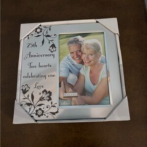 Malden Floral Silver 25th  Anniversary Frame NWOT